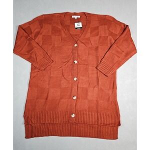 Michelle‎ Mae Womens Rust Red Button Front Cardigan Sweater Size XL NWT